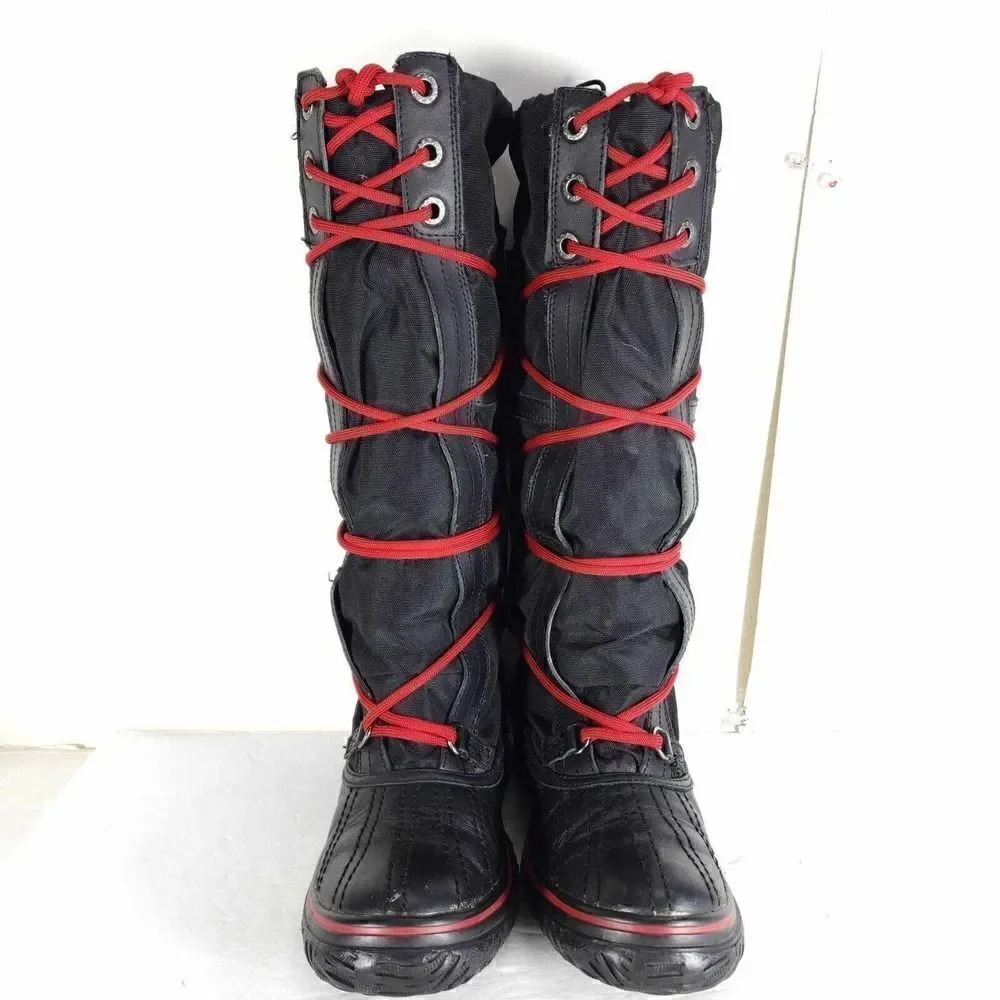 Pajar Women's US 6-6,5 Black Waterproof Lace Up Grip Insulated Tall Snow Boots